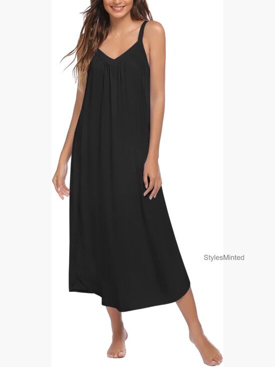 Other - Sleeveless Full Length Nightgown Soft Lounge Dress V Neck Chemise